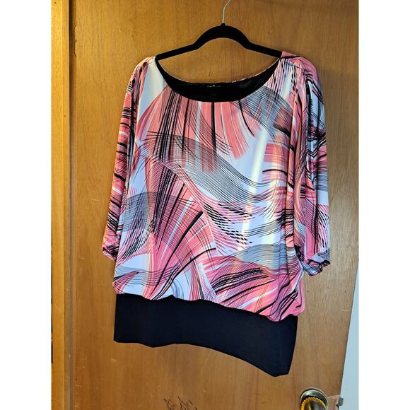 Women's Plus Time Line Pink and Gray Blouse Size 3XL - Picture 2 of 8